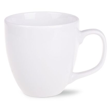Schlichte weiße Keramiktasse ohne Aufdruck – perfekte Grundlage, um tassen bedrucken spülmaschinenfest und individuell zu gestalten.