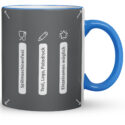 Tasse Max in Cambridge Blau mit Hinweisen: spülmaschinenfest, Text-, Logo- und Fotodruck, Einzelnamen möglich