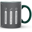 Tasse Max in Dunkelgrün mit Hinweisen: spülmaschinenfest, Text-, Logo- und Fotodruck, Einzelnamen möglich